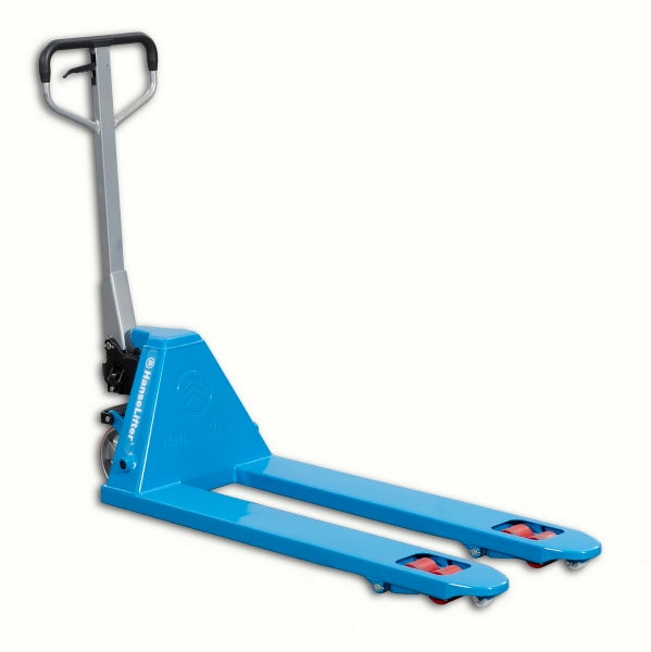 Blauer Gabelhubwagen mit Handgriff