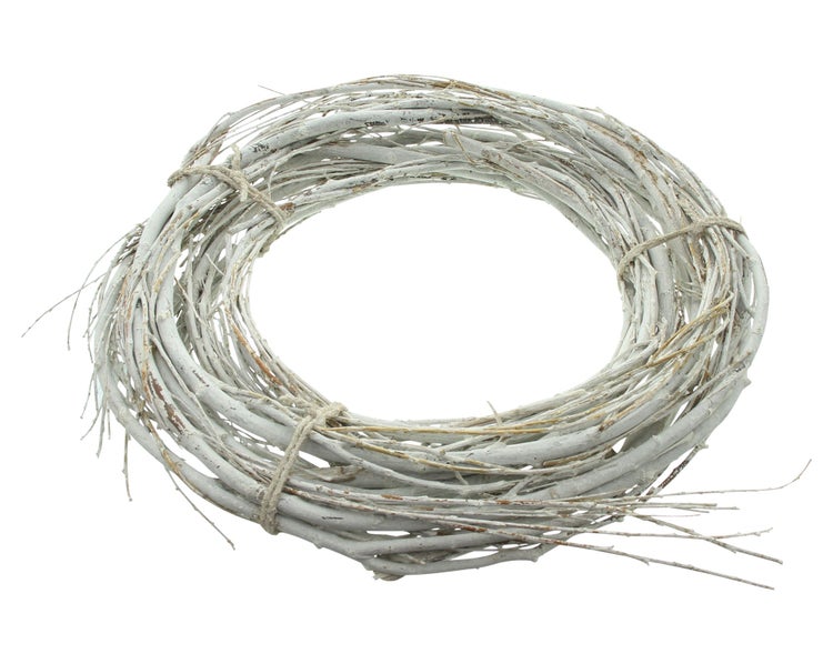 FRANK FLECHTWAREN | Reisigkranz White Charme, HOLZ, HANF, Ø 45 cm