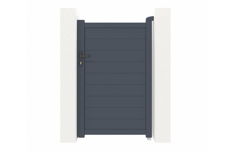 Schiebetor 3,5m EIGER H.160cm + Gartentür 1m EIGER H.160cm aluminium grau