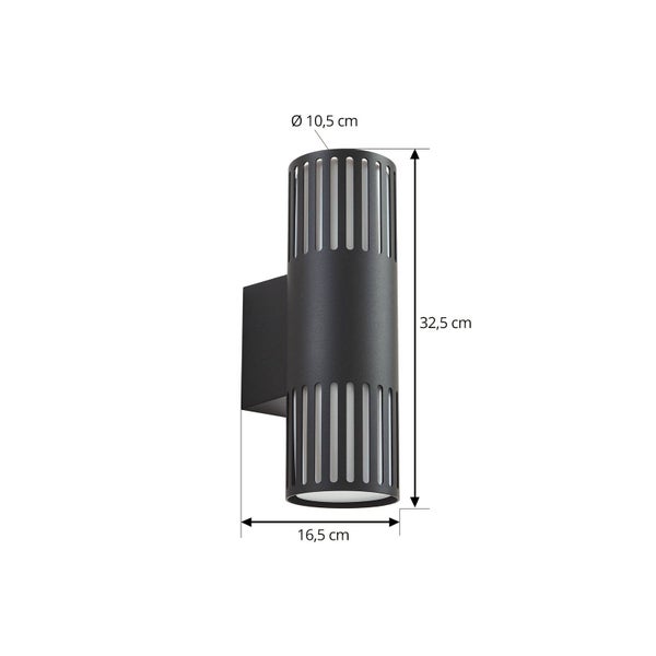 Lindby Wandleuchte außen Lurinda (spritzwassergeschützt (Modern) in Schwarz aus Aluminium (2 flammig, E27) - Außenwandleuchten Wandlampe Led Außenlampe Outdoor für Außenwand/Hauswand