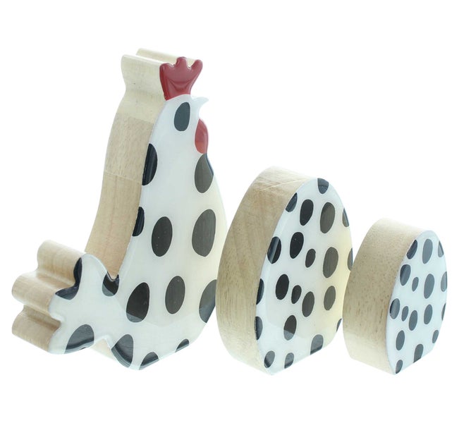 FRANK FLECHTWAREN | Osterdeko Puntos, 3er Set, HOLZ, H: 7cm, H: 9,5 cm, H: 12 cm