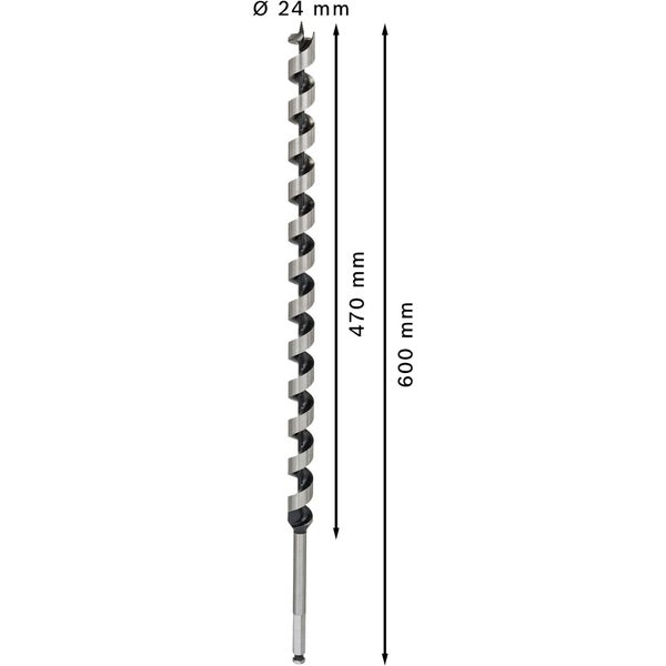 Holzbohrer mit einem Durchmesser von 24 mm und einer Länge von 600 mm