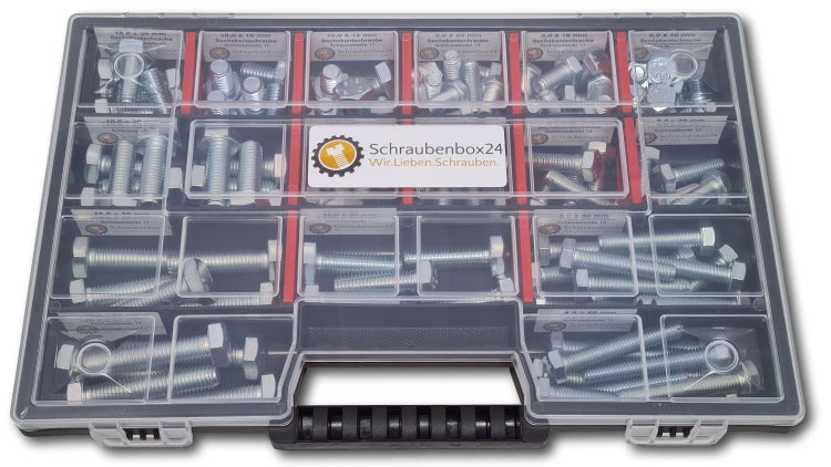 Sechskantschrauben Sortiment M8-M10 // 10mm-50mm 110 tlg. Schraubenbox DIN 933 Vollgewindeschrauben Maschinenschrauben Gewindeschrauben Sechskantschrauben