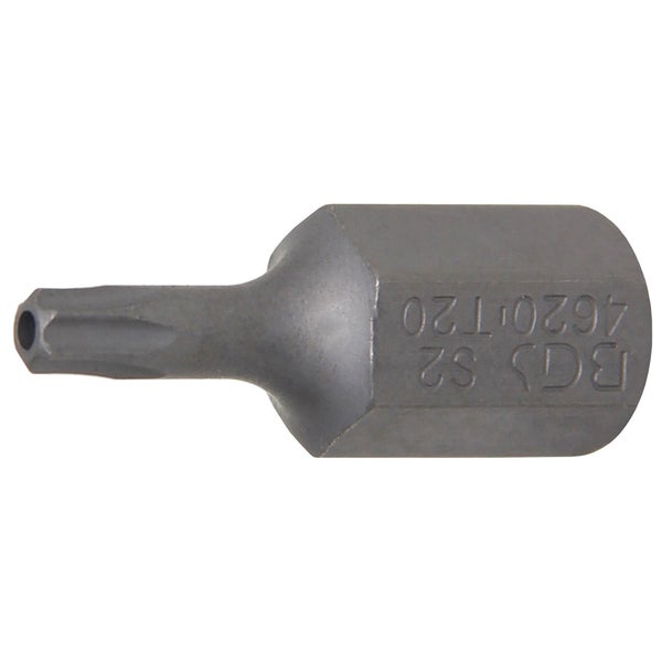 BGS Bit Länge 30 mm Antrieb Außensechskant 10 mm (3/8) T-Profil (für Torx) mit Bohrung T20 - 4620