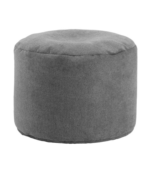 Pouf, Hocker o. Bodenkissen 60x40cm 'Der Ruhepouf' Sitzhocker rund und Fußhocker fürs Wohnzimmer, leichter Sitzpouf aus Stoff in anthrazit, Beistelltisch, Puff für drinnen mit EPS-Perlen Füllung