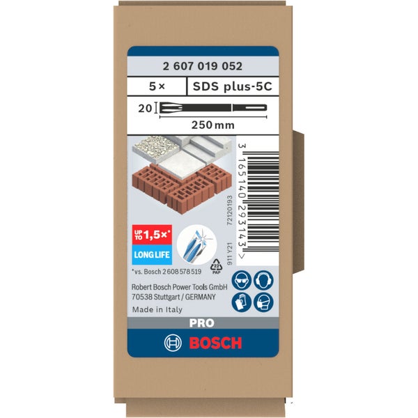 Bosch PRO SDS plus-5C Flachmeißelset 20 x 250 mm - 2607019052