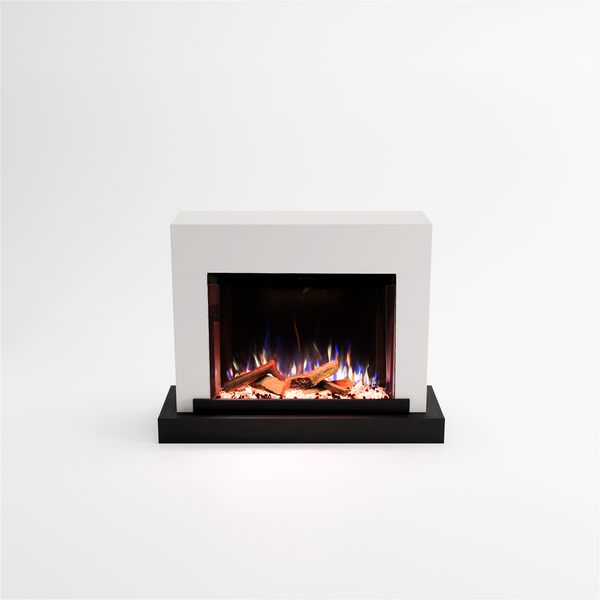 Glow Fire Elektrokamin 'PR4' | LED Standkamin in beton mit Heizung (1500 W) | HxBxT: 126x97x43 cmcm