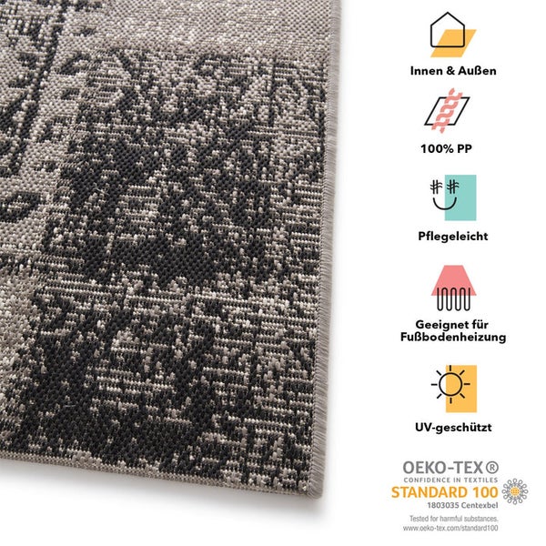 FLOORDIREKT Outdoorteppich - Wetterbeständiger Außenteppich - Cotton - Grau - 200 x 290 cm