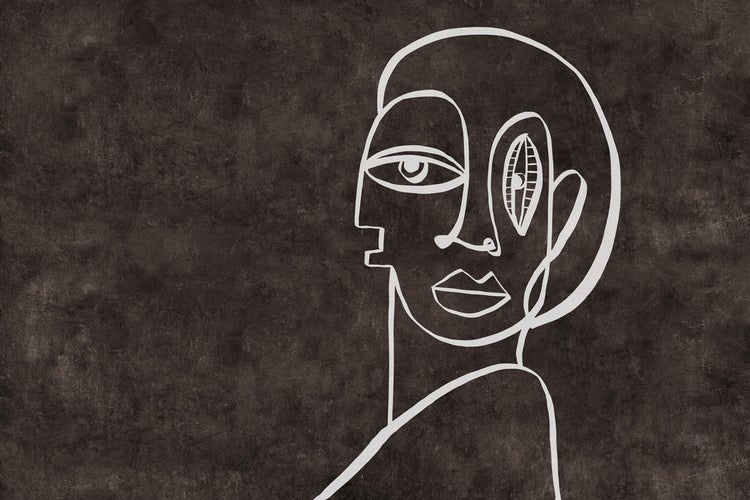 Abstrakte Illustration eines Gesichtes auf strukturiertem Grund