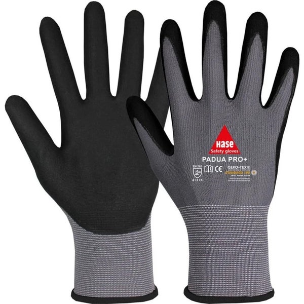Hase Safety Gloves Padua Pro plus Arbeitshandschuhe mit Beschichtung und Strickbund für mechanische Arbeiten