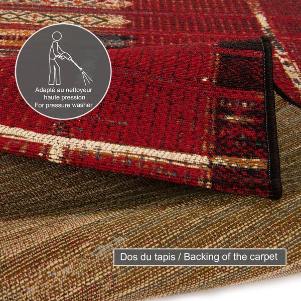 Gewebter Outdoorteppich mit abstrakten Muster Auora Rot 60x100 cm