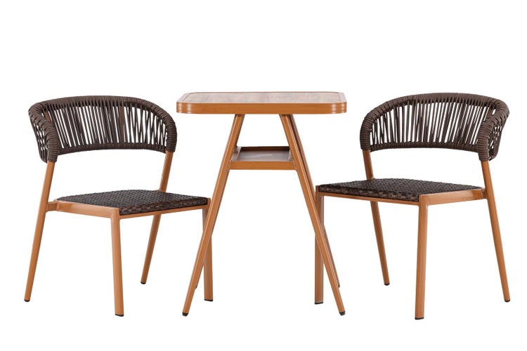 Amadora Gartenset Tisch, 2 Stühle braun. 60 X 60 X 74 cm
