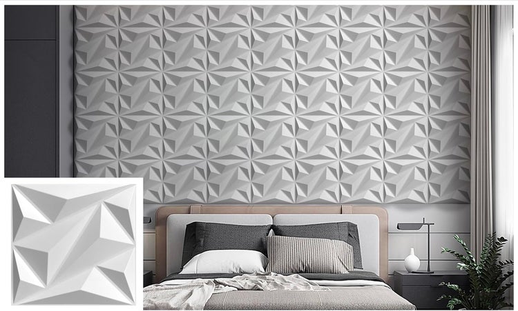 3D Paneele 30x30cm PVC Kunststoffpaneele Wandpaneele Deckenpaneelen D137-1 Onyx Weiß