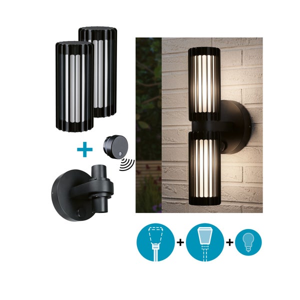 Set ModuShine Wandhalter 2x Ferina mit Sensor Anthrazit