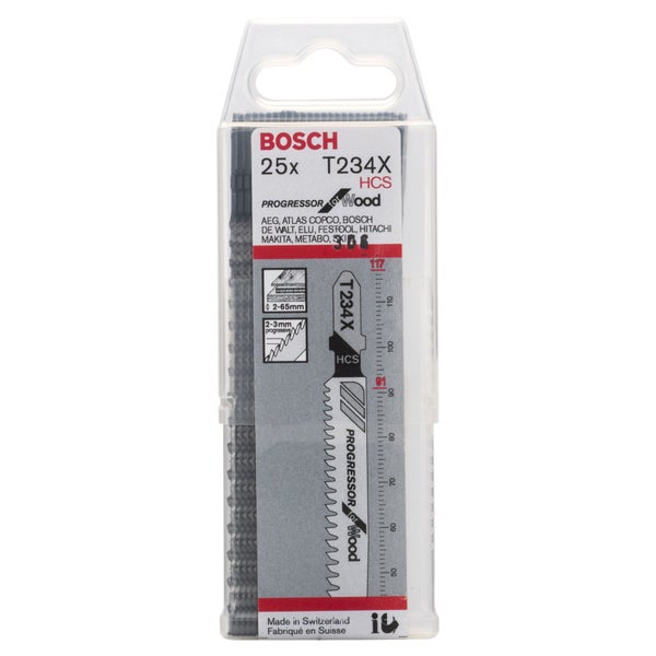 Bosch Stichsägeblätter T234X, 25 Stück, für Holz