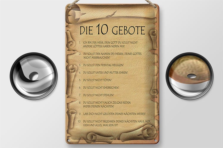 Blechschild Spruch 20x30cm die 10 Gebote Gottes bin Herr