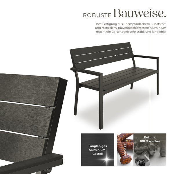 Gartenbank tectake Line 128 x 59 x 88 cm 2-Sitzer dunkelgrau