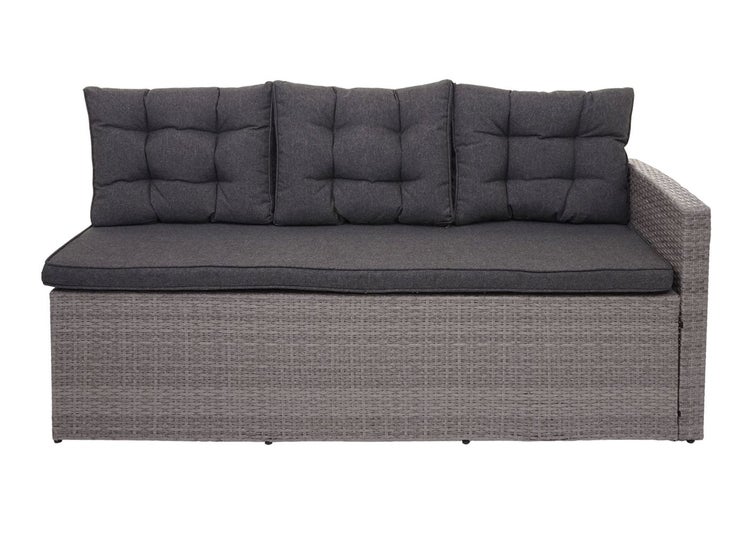 Gartensofa 3-Sitzer aus Polyrattan inklusive Sitzkissen und drei Rückenkissen.