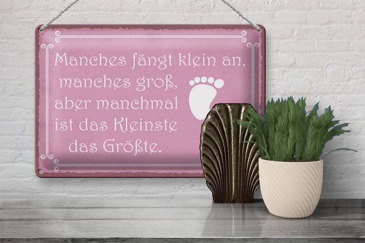 Blechschild Spruch 30x20cm manches fängt klein an manches