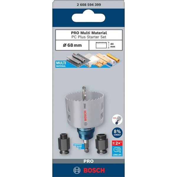 Bosch Pro Multi Material PC Plus Starter Set Lochsäge mit 68 Millimeter Durchmesser