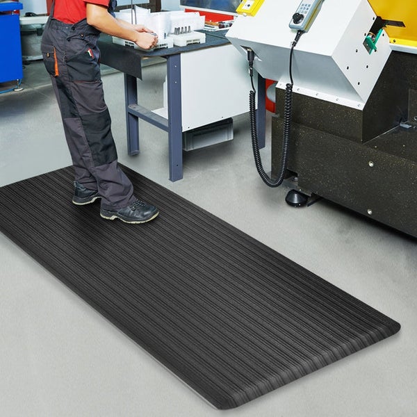 FLOORDIREKT Anti-Ermüdungsmatte - Heavy-Duty Ripp - Doppellagig - Stehmatte für den Arbeitsplatz - Schwarz - 60 x 90 cm