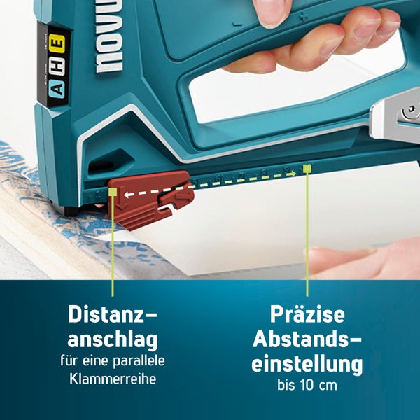 Novus Tools Handtacker J-50, Profi-Tacker aus Aluminium geeignet für Feindrahtklammern 6-14mm & Nägel 16mm 030-0449