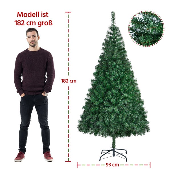 Yaheetech 182cm Weihnachtsbaum mit Faltbarem Metallständer , Grün