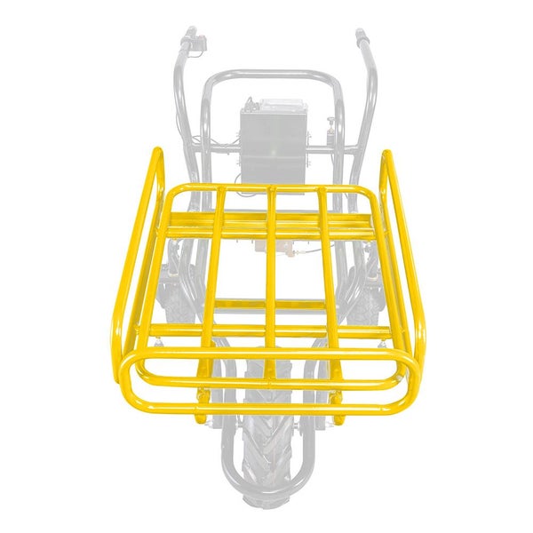 Gelbes Gestell für eine Schubkarre