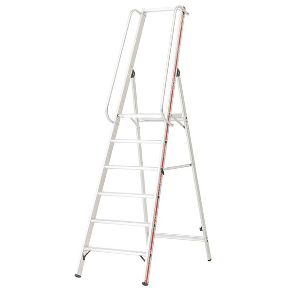 Aluminium Stufenleiter mit sechs Stufen und Haltebügel