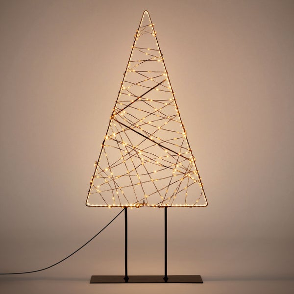 Dekorativer LED Weihnachtsbaum aus Metallrahmen mit Lichterkette auf Standfuß