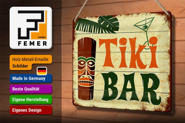 Blechschild Spruch 30x20cm TIKI Bar Cocktail