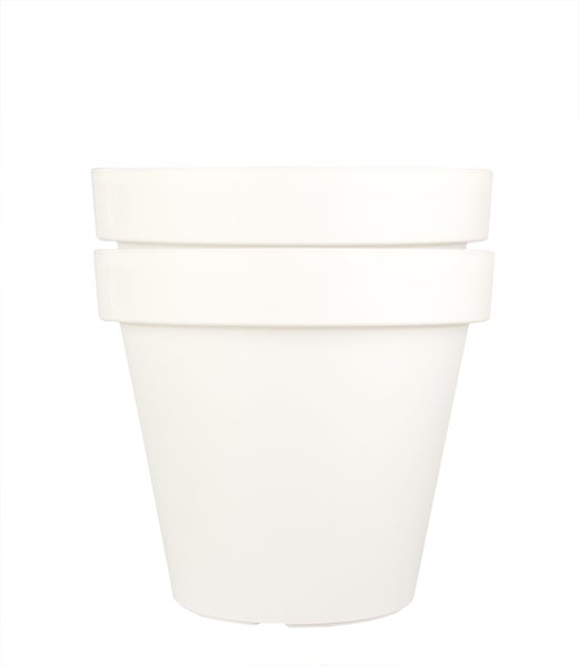 XXL Blumentopf Ø 58 cm aus Kunststoff - Weiß - Pflanztopf Containertopf Übertopf Pflanzkübel rund - Drainage-Möglichkeit
