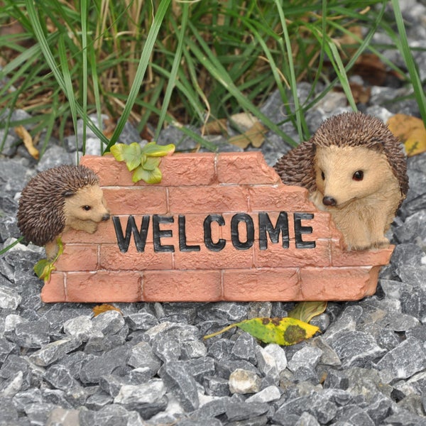 Gartenfigur Dekofigur Igel Willkommen