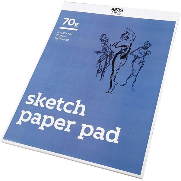 Creativ Company  Skizzenblock, A3, 297x420 mm, 70 g, Weiß, 70 Blatt