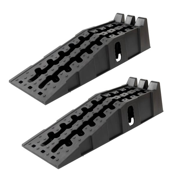 Zwei schwarze Auffahrrampen für Fahrzeuge