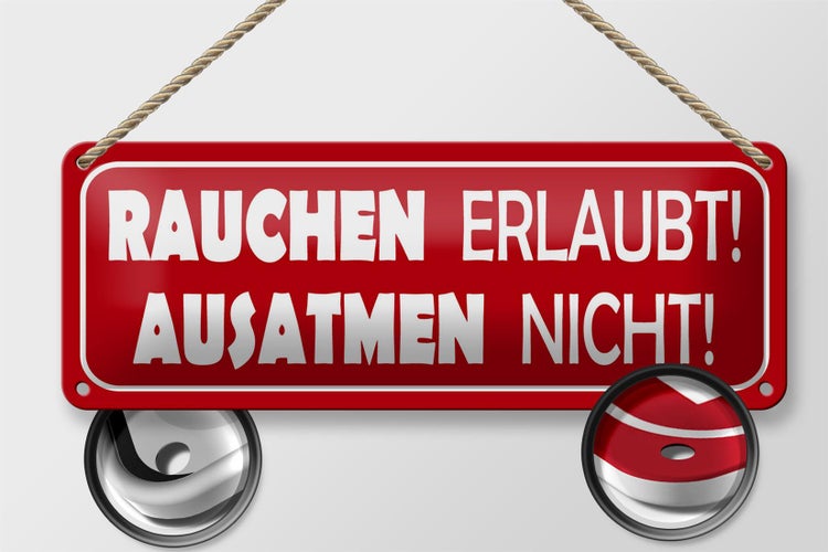 Blechschild Spruch 27x10cm Rauchen erlaubt Ausatmen nicht Dekoration