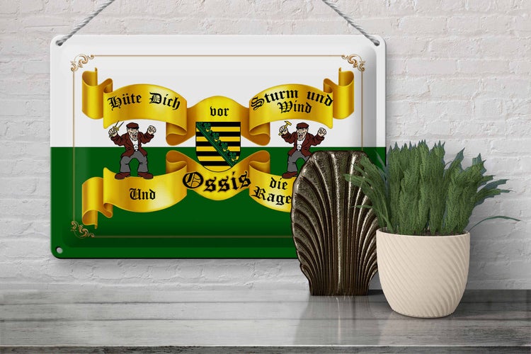 Blechschild Spruch 30x20cm hüte dich vor Ossis die in Rage Sachsen