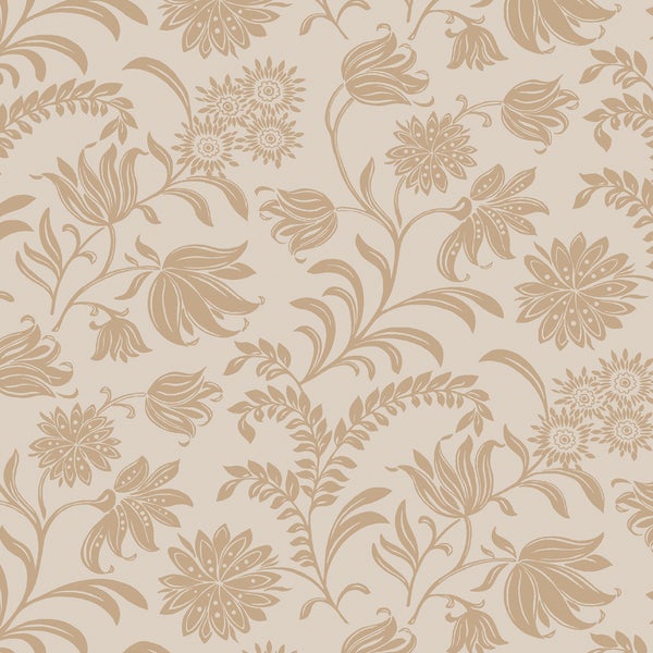 Tapete mit floralem Muster aus Blumen und Blättern in klassischem Stil