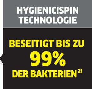 Hygienic Spin Technologie entfernt bis zu 99 Prozent der Bakterien