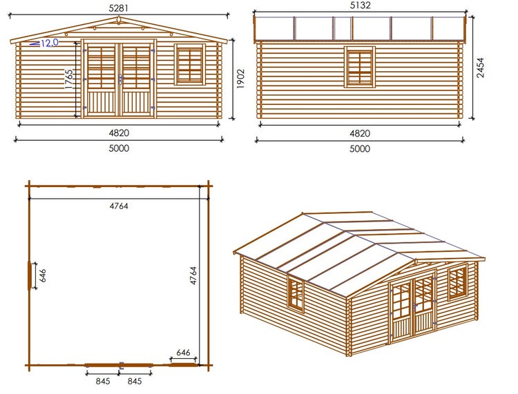 Gartenhaus, Gerätehaus 25m2 - 5x5m - 28mm