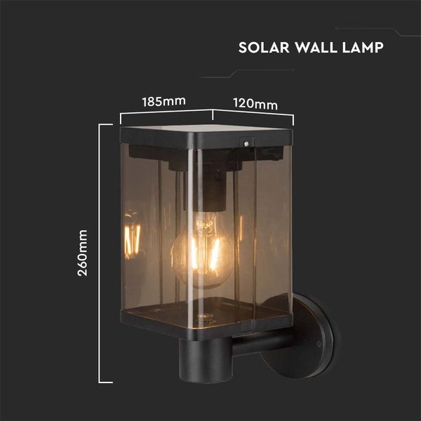 Solar Wandleuchte mit den Maßen 260 mm Höhe, 185 mm Länge und 120 mm Breite