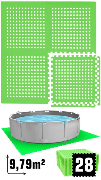 eyepower Poolunterlage für 244 cm Pool - 28 EVA Matten - 1cm Unterlegmatten Set - Outdoor Unterlage