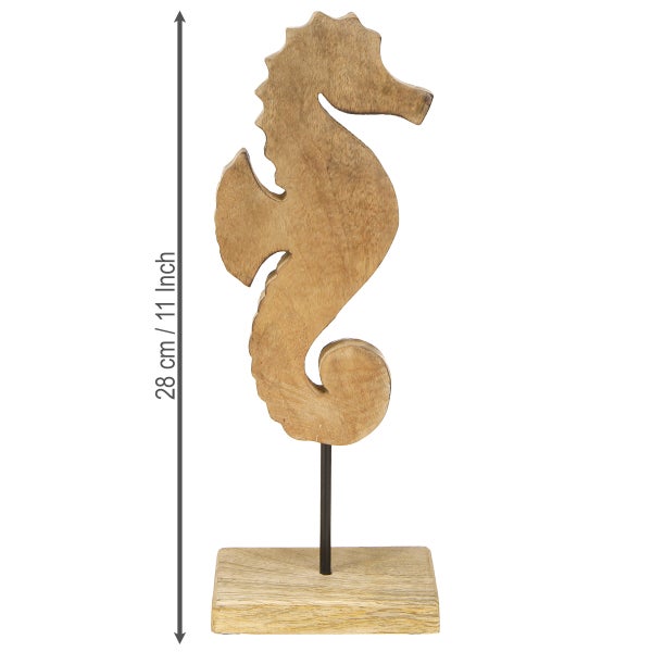 Dekorative Seepferdchenfigur aus Holz, circa 28 cm hoch