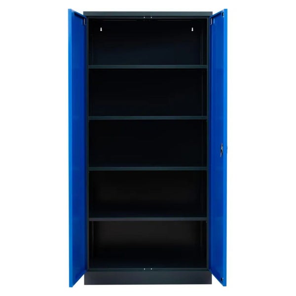 PROREGAL Stahlschrank Bee 4 Fachböden HxBxT 195 x 92 x 42 cm Verzinktes Fachbodenmaterial Anthrazit & Blau