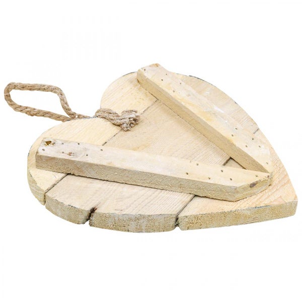Herzförmiges Holztablett mit Seilaufhängung