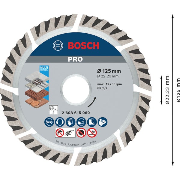 Bosch PRO Multi Material Diamanttrennscheibe 125 x 22,23 mm - 2608615060