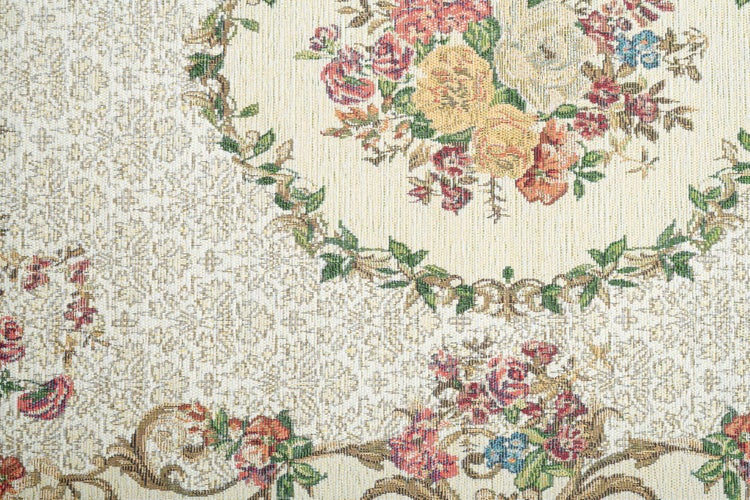Gewebte Bettumrandung im floralen Design Flomi Beige 70x440 cm