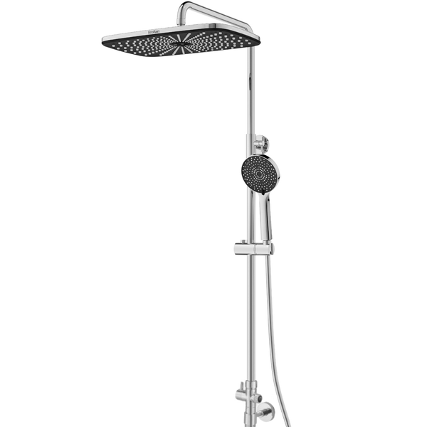 EcoRain 30% Wassersparender Regendusch-Duschset Melvin 30 CM - Handbrause 13 CM - Hoher Druck - Universell - Anti-Kalk Duschkopf - Chrom