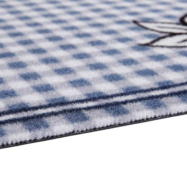 Fußmatte mit Karomuster und Blumendesign