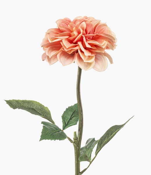 Künstlicher Blütenzweig mit rosa Blüten und grünen Blättern.